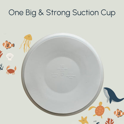Silicone Suction Plates with Dividers - Grip Plates for Babies 6-12 Months and Toddlers 1-3, Toddler and Baby Dishes, Baby Led Weaning Essentials, Dishwasher Safe (Beige - Dogs and Cats)