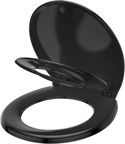 JINGZE Round Toddler Toilet Seat Adult/Child,Built-In Potty Training Seat, Soft Quiet Close Non-Slip Seat, Easy to Install & Clean,Magnetic Kids Seat and Cover,White