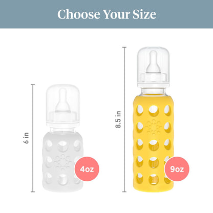 Lifefactory Glass Baby Bottle with Stage 1 Nipple and Protective Silicone Sleeve Cantaloupe, 4 Oz