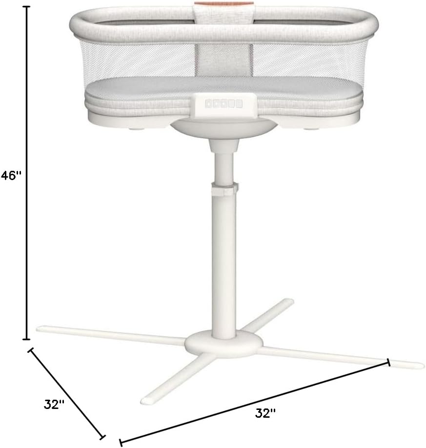 HALO BassiNest Connected Swivel Sleeper 3.0 – Smart Bassinet with AutoSoothe™, 360° Swivel, Cry Detection, Rocking, Vibration & Soothing Sounds, Easy Lowering Wall for Postpartum Recovery