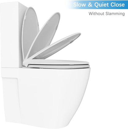 Toilet Seat with Toddler Seat Elongated, PP Material Family Toilet Seat Cover, Soft Close Adult & Toddler Seats, Easy to Clean, Safe Potty Training Solution for Kids, Bathroom Upgrade for Home