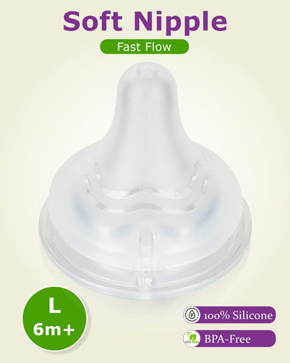 Silicone Nipple for Pigeon Bottle,Size M,Medium Flow Baby Bottle Nipples,3m+ 6 Count