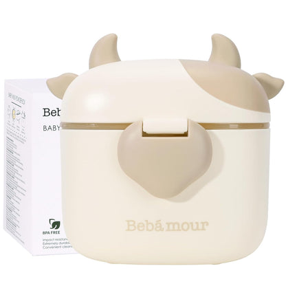 Bebamour Baby Formula Dispenser, BPA Free Portable Milk Powder and Candy Fruit Snack Storage Container with Scoop and Leveller for Travel, 450 ML, Green Cow
