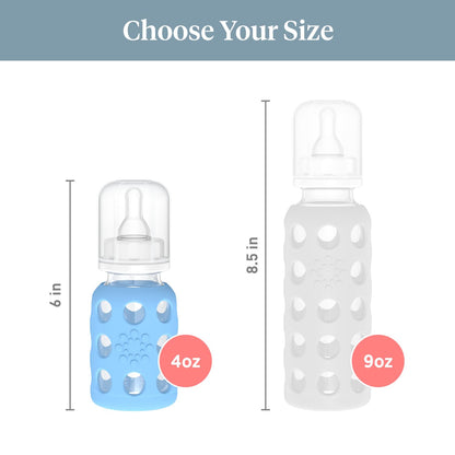 Lifefactory Glass Baby Bottle with Stage 1 Nipple and Protective Silicone Sleeve Cantaloupe, 4 Oz
