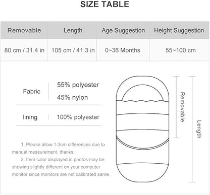 HOUSBAY Baby Stroller Bunting Bags Stroller Footmuff Universal Sleeping Bag Winter Outdoor Hooded Bunting Bag Windproof and Water-Resistant Suitable Below 5 ℃
