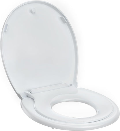 Toilet Seat with Toddler Seat Elongated, PP Material Family Toilet Seat Cover, Soft Close Adult & Toddler Seats, Easy to Clean, Safe Potty Training Solution for Kids, Bathroom Upgrade for Home