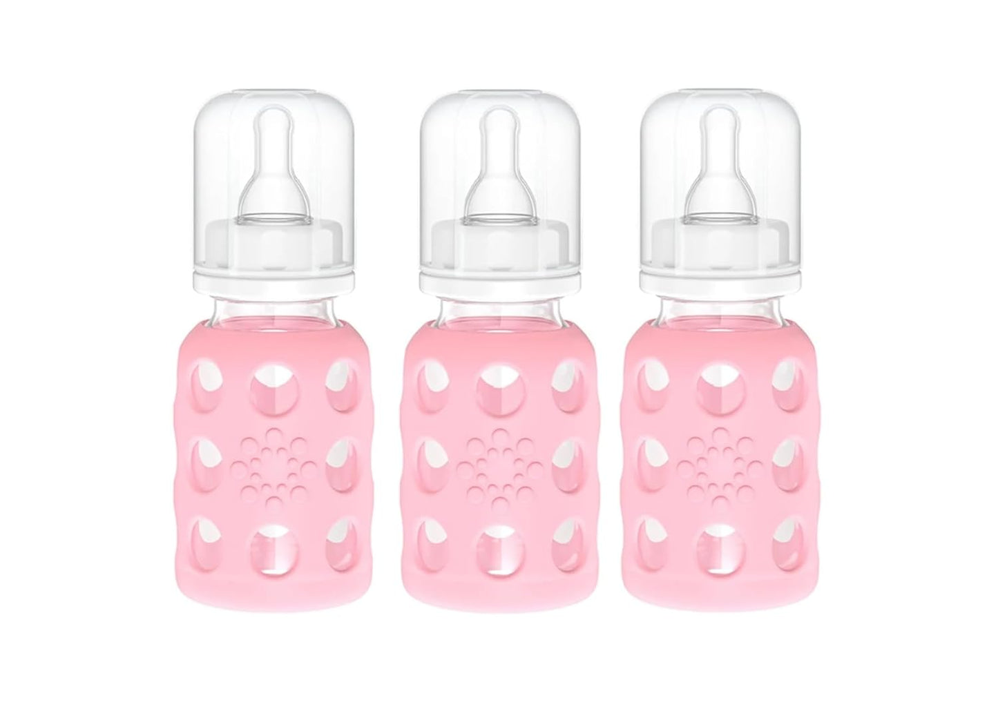 Lifefactory Glass Baby Bottle BPA Free | Protective Silicone Sleeve | 4 oz Pack of 2 | Cantaloupe, Banana