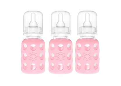 Lifefactory Glass Baby Bottle BPA Free | Protective Silicone Sleeve | 4 oz Pack of 2 | Cantaloupe, Banana