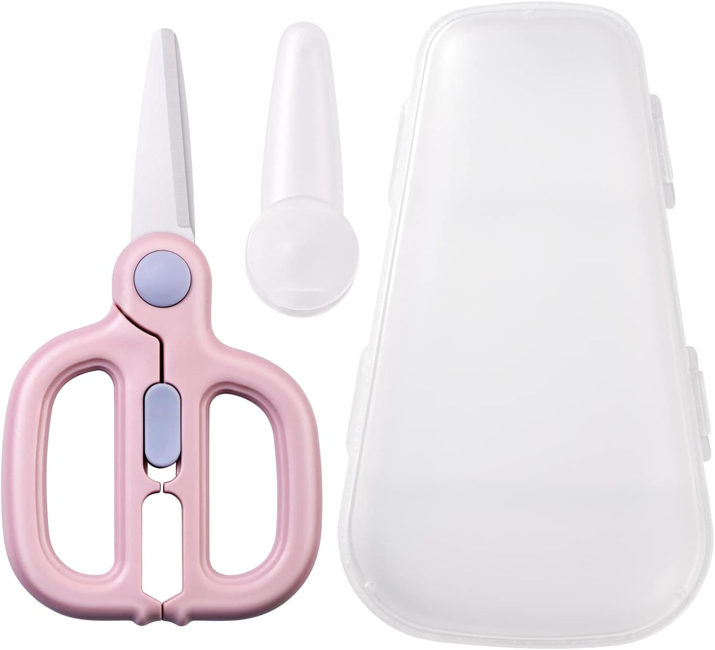 Baby Food Scissors with Travel Case, Ceramic Food Scissors Kids, Toddler Scissor with Safety Lock, Ideal for Pizza, Meats, Noodles, Vegetables, and Fruits (C)