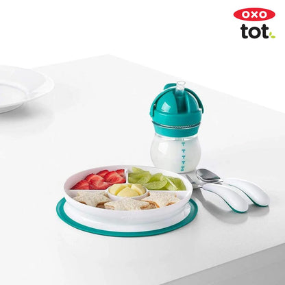 OXO Tot Stick and Stay Suction Divided Plate - Opal