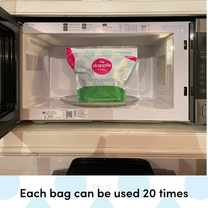 Dapple Baby Microwave Sterilizer Bags, Reusable, 20 Uses Per Bag, Great for Breast Pump Parts & Bottles, 8 Count (Pack of 2)
