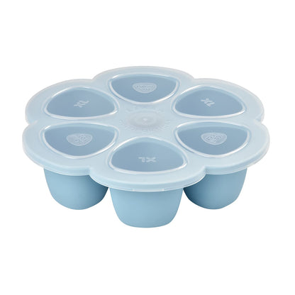 Beaba Multiportions Premium Quality Silicone Baby Food Freezer Tray with Clip On Lid, Baby Food Storage Container Ice Cube Tray Maker, Made in Italy, Cloud, 3 oz