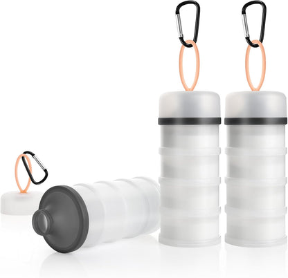 Accmor 2 Pcs Protein Powder Container to Go with Funnels Stand, 4 Compartments Stackable Protein Powder Dispenser for Workout, Fitness, Travel
