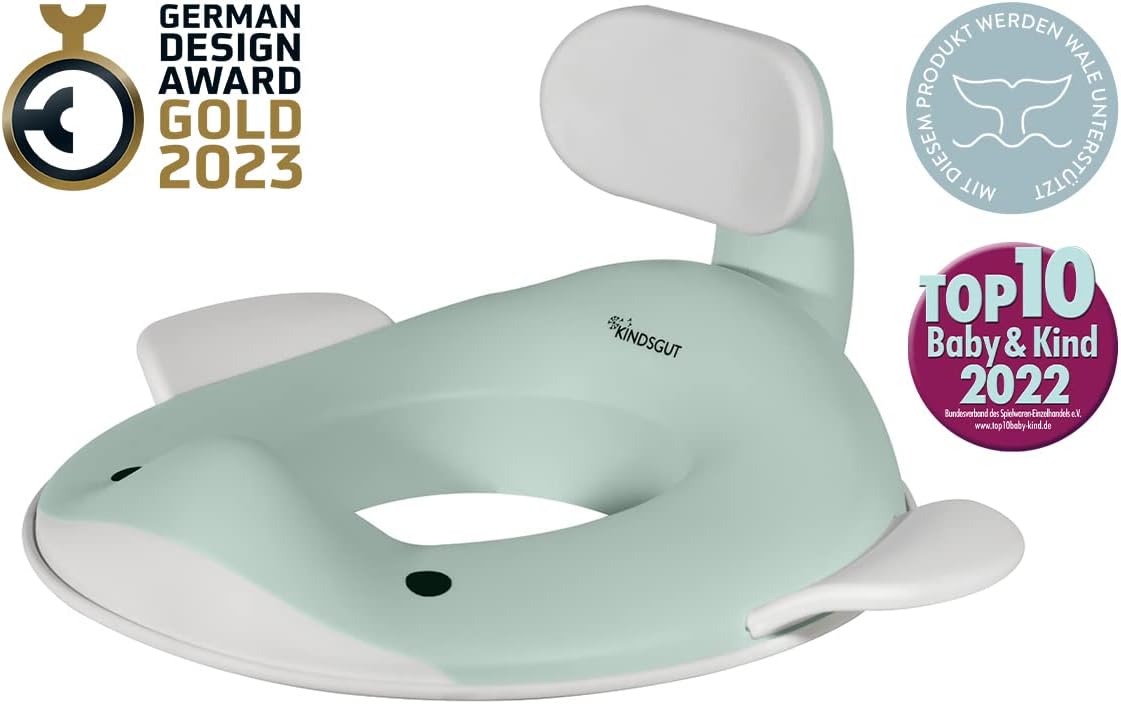 Kindsgut Whale Potty Training Seat for Toddlers – Kids Toilet Seat with Backrest, Non-Slip, Fits Round & Oval Toilet Seats, Designed in Germany, Peach
