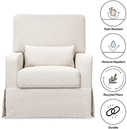 Namesake Crawford Pillowback Comfort Swivel Glider in Tan Gingham, Water Repellent & Stain Resistant, Greenguard Gold & CertiPUR-US Certified
