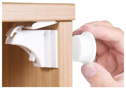 Norjews Child Safety Adhesive Magnetic Cabinet Locks (20 Locks and 3 Keys), Easy Install in Seconds, No Screws or Drilling, Invisible Baby Proof Locks for Cabinets and Drawers