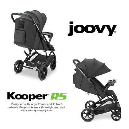 Joovy Kooper X2 Double Stroller, Lightweight Travel Stroller, Compact Fold with Tray, Black