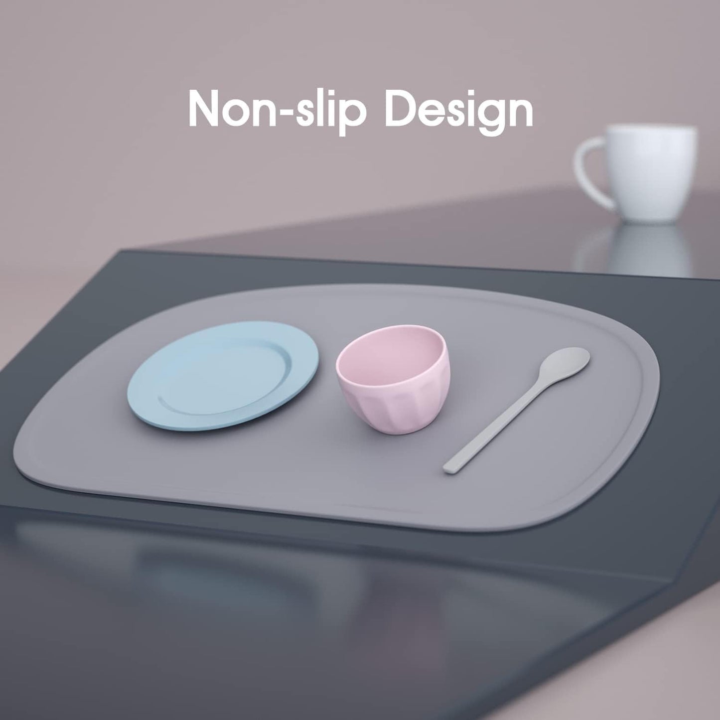 Cuddle Campus Set of 3 Silicone Placemats with Raised Edges for Kids,Toddlers,Babies, Non-Slip Dinning Table Mat, Baby Eating Mat, Food Mat Set 2