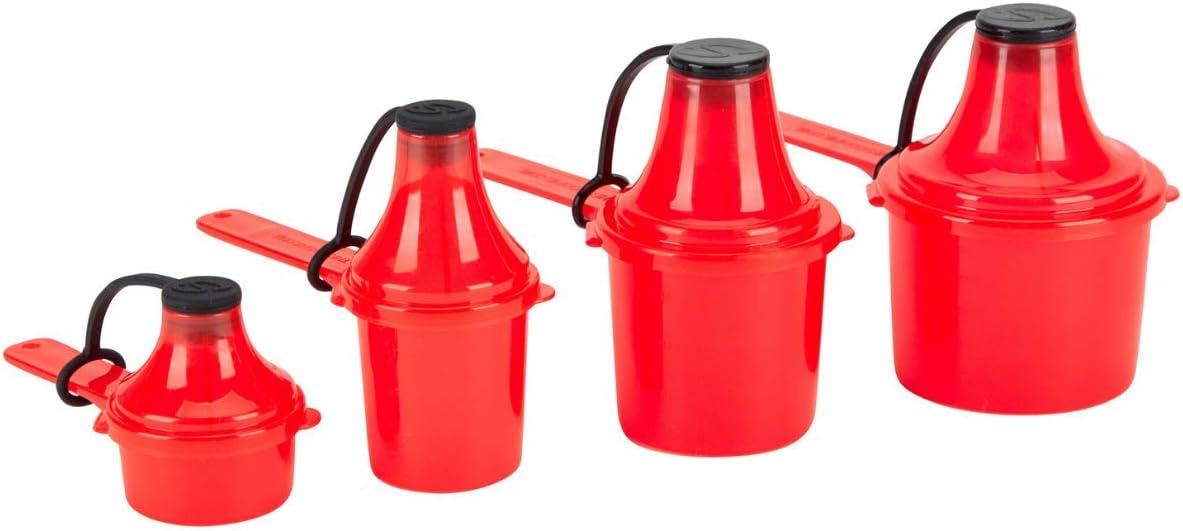 Supplement Container, Scoop, and Funnel System for Pre Workout Powder and Post Workout Protein, Spill Proof Holder Dispenser, Gym and Shaker Bottle Travel Accessory, PACK OF 4, WHITE