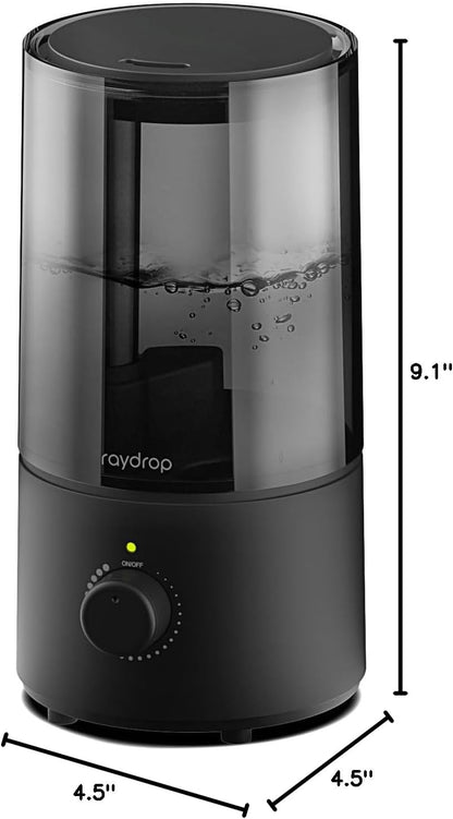raydrop Cool Mist Humidifiers for Home Babies, 1.70 L Quiet and Small Ultrasonic Humidifier for Bedroom Nightstand, Space Saving, Auto Shut Off - (0.45 Gallon, US 110 V)
