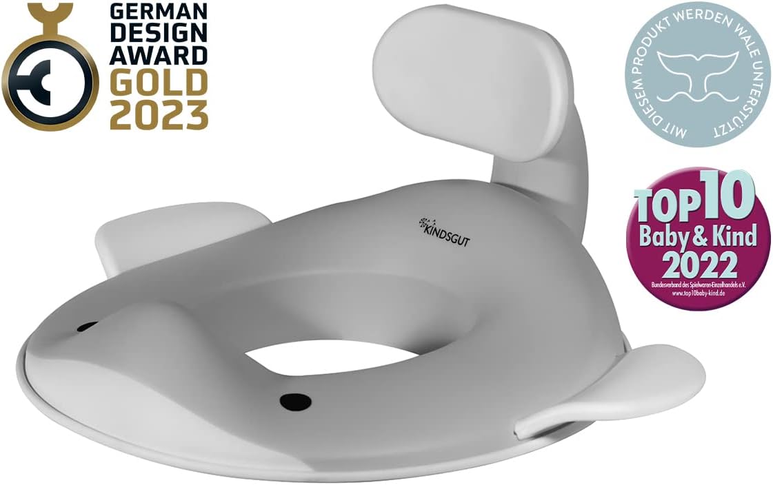 Kindsgut Whale Potty Training Seat for Toddlers – Kids Toilet Seat with Backrest, Non-Slip, Fits Round & Oval Toilet Seats, Designed in Germany, Peach