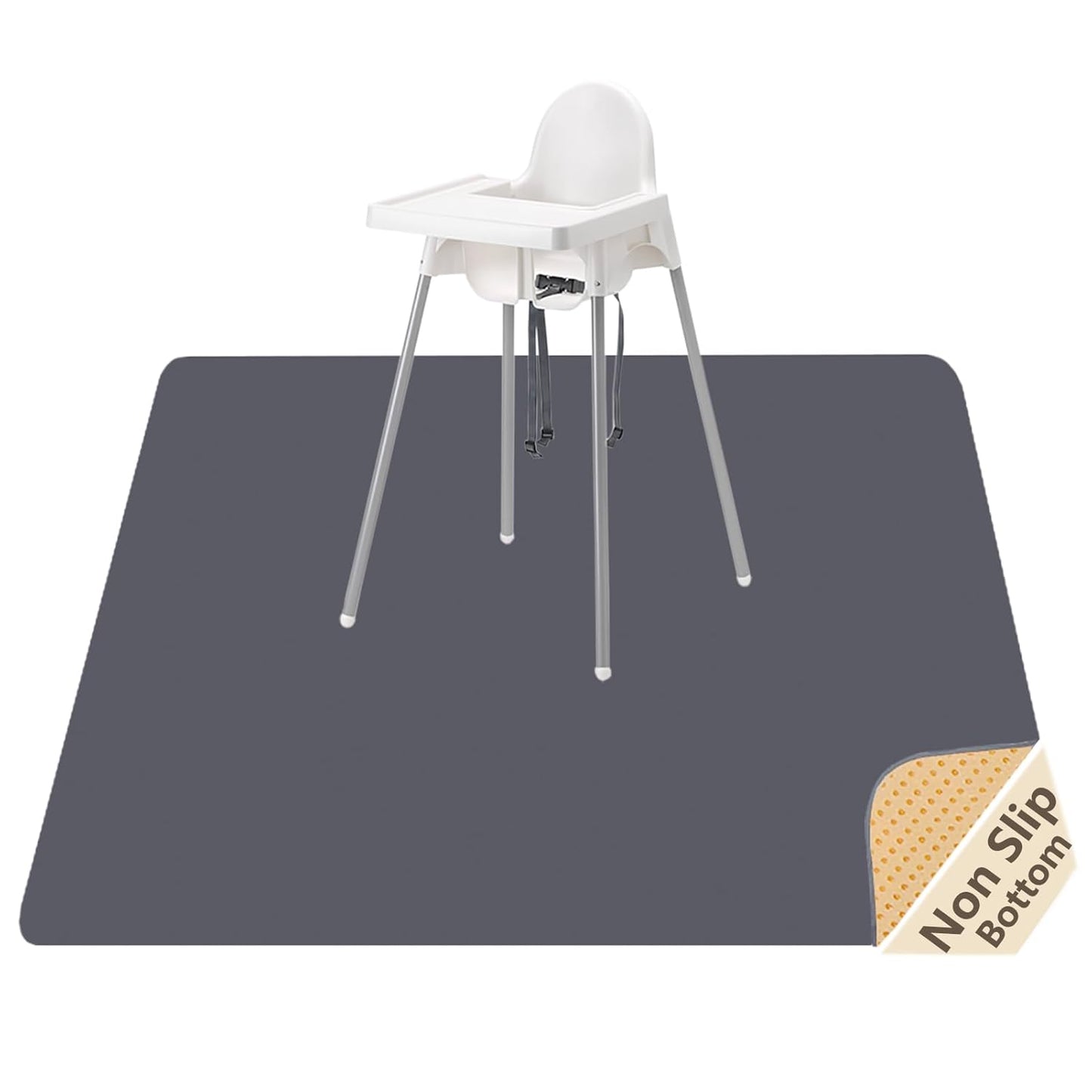 Splat Mat for Under High Chair/Arts/Crafts, Waterproof and Anti-Slip Splash Mat Floor Protector, Washable Highchair Floor Mat, 51 Inch Reusable Messy Mat and Baby Feeding Table Cloth