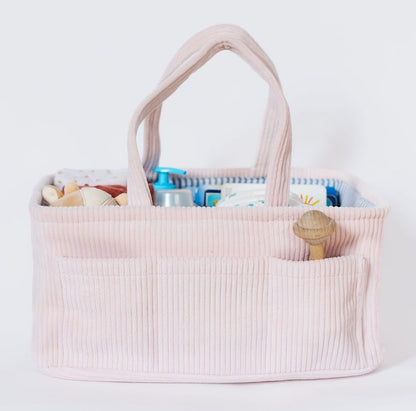 Diaper Caddy Organizer - Mint Curdoroy Baby Storage Bin for Nursery & Car | Baby Shower Basket & registry Essential