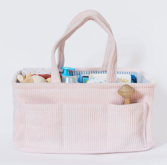 Diaper Caddy Organizer - Mint Curdoroy Baby Storage Bin for Nursery & Car | Baby Shower Basket & registry Essential