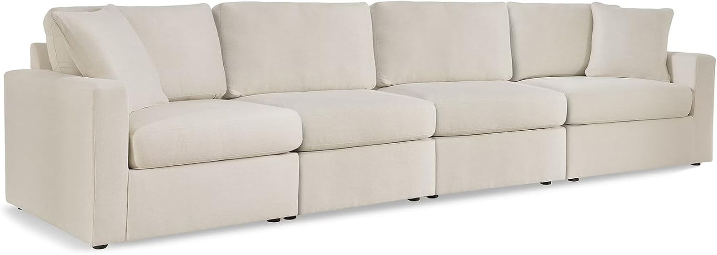 Signature Design by Ashley Modmax Coastal Press-Back Swivel Glider Rocker Recliner with Machine Washable Cover, Hidden Storage Compartments and 2 Bolster Pillows, Beige - Colors B
