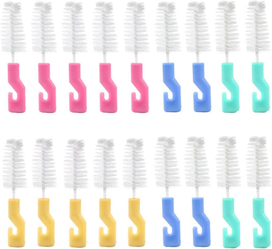 KuuGuu 20 PCS Bottle Nipple Cleaner Sponge Brush Hangable Pacifier Sponge Cleaning Small Brush Portable Baby Bottle Cleaner Brushes Comfortable Grip for Standard Nipples Scrubber, Nipples Brushes