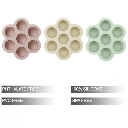 PandaEar 3 Pack Baby Food Freezer Tray with Lids, Silicone Baby Food Storage Container for Homemade Baby Food, Purees, Breastmilk (Blue/Green/Carnation)