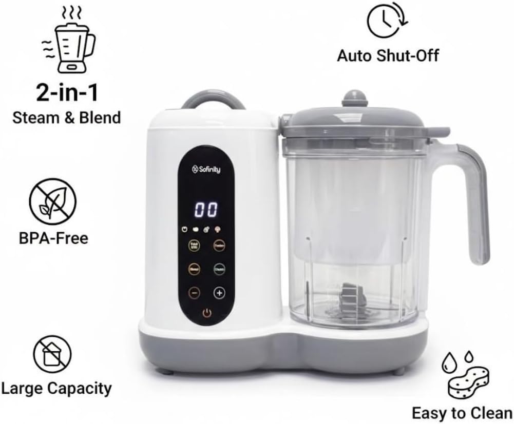 Baby Food Steamer & Blender 2-in-1 | Rapid Steaming, Smooth Purees, BPA-Free Design, Auto Shut-Off, Large Capacity for Homemade Infant Meals & Toddler Nutrition
