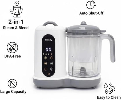 Baby Food Steamer & Blender 2-in-1 | Rapid Steaming, Smooth Purees, BPA-Free Design, Auto Shut-Off, Large Capacity for Homemade Infant Meals & Toddler Nutrition