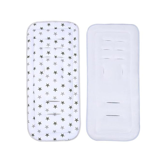 Baby Stroller Seat Liner Kids Pushchair Seat Cushion Mat Universal Breathable Stroller Liner Insert Stroller Cushion Pad Thick Cotton Stroller Liner Seat Pad Cover for Car (White & Gray Star)