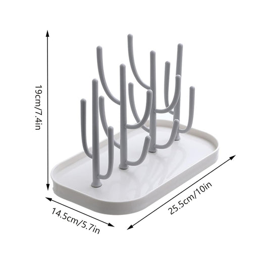 Baby Bottle Drying Rack with Tray, Creative Tree Branch Baby Bottle Dryer Holder for Bottles, Teats, Cups, Pump Parts and Accessories (1 Pc, Beige)