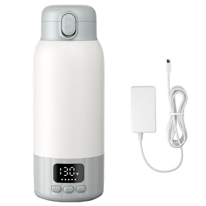 Portable Bottle Warmer for Travel, Fast Heating Milk Warmer On The Go, 17 OZ Water Warmer for Breast Milk, Formula, Water, Temp Control 98°F -131°F, Baby Essentials for Outdoor Airplane Car Journey