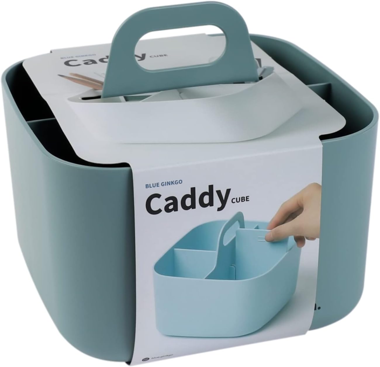 BLUE GINKGO Stackable Organizer Caddy – Korean-Made Portable Tote for Bathroom, Office, Crafts, or School Supplies (Rectangle, Green)