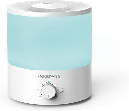 MEGAWISE 1.5L Cool Mist Humidifier for Bedroom, Home, Office, and Plants, Essential Oil Diffuser with Adjustable Mist Output, 25dB Quiet Ultrasonic, Up to 10 Hours, Easy to Clean