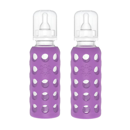 Lifefactory Glass Baby Bottle BPA Free | Protective Silicone Sleeve | 9 oz Pack of 2 | Mango, Kale