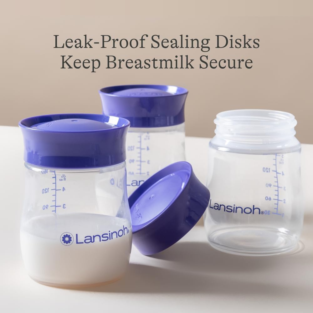 Lansinoh Breastmilk Storage Bottles | 4-Pack 5oz BPA & BPS-Free | Pump-to-Storage Feeding Bottles | Compatible with Lansinoh Breast Pumps and Nipples