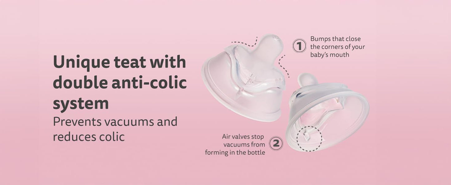 Herobility Double Anti-Colic Silicone Nipples, Baby Bottle Teats, Breast Like Shaped Nipples - Fits Herobility's & Eco Baby Bottles | Pack of 2 (Large Size)