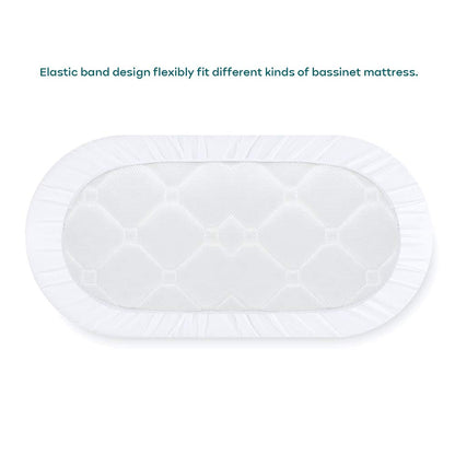 Yoofoss Waterproof Bassinet Mattress Pad Cover 2 Pack Fit for Rectangle Bassinet Mattress, Baby Bassinet Mattress Protector for Boys and Girls 34X19in