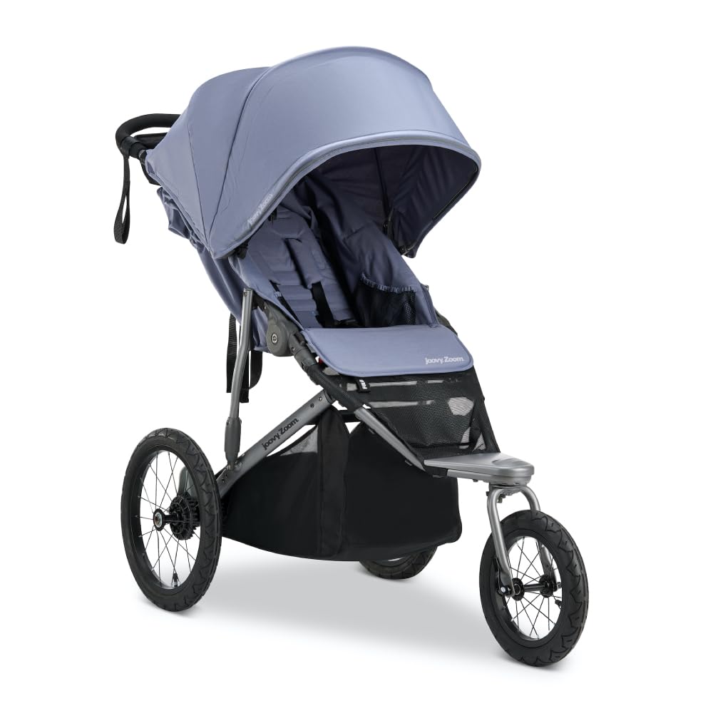 Joovy Zoom360 Ultralight Jogging Stroller Featuring High Child Seat, Shock-Absorbing Suspension, Extra-Large Air-Filled Tires, Parent Organizer, Air Pump, and Easy One-Hand Fold (Black)