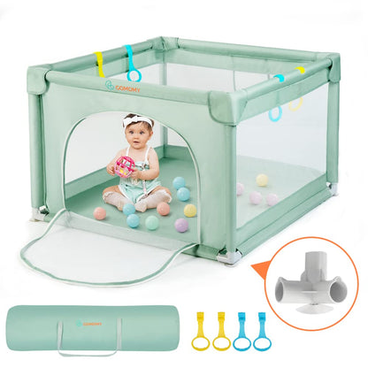 COMOMY Playpens for Babies and Toddlers, Small Baby Play Pens, Activity Center for Safe and Non-Slip Baby Fence, Full Mesh Design, Indoor & Outdoor Kids Activity Center (Dark Grey, 36"x36")