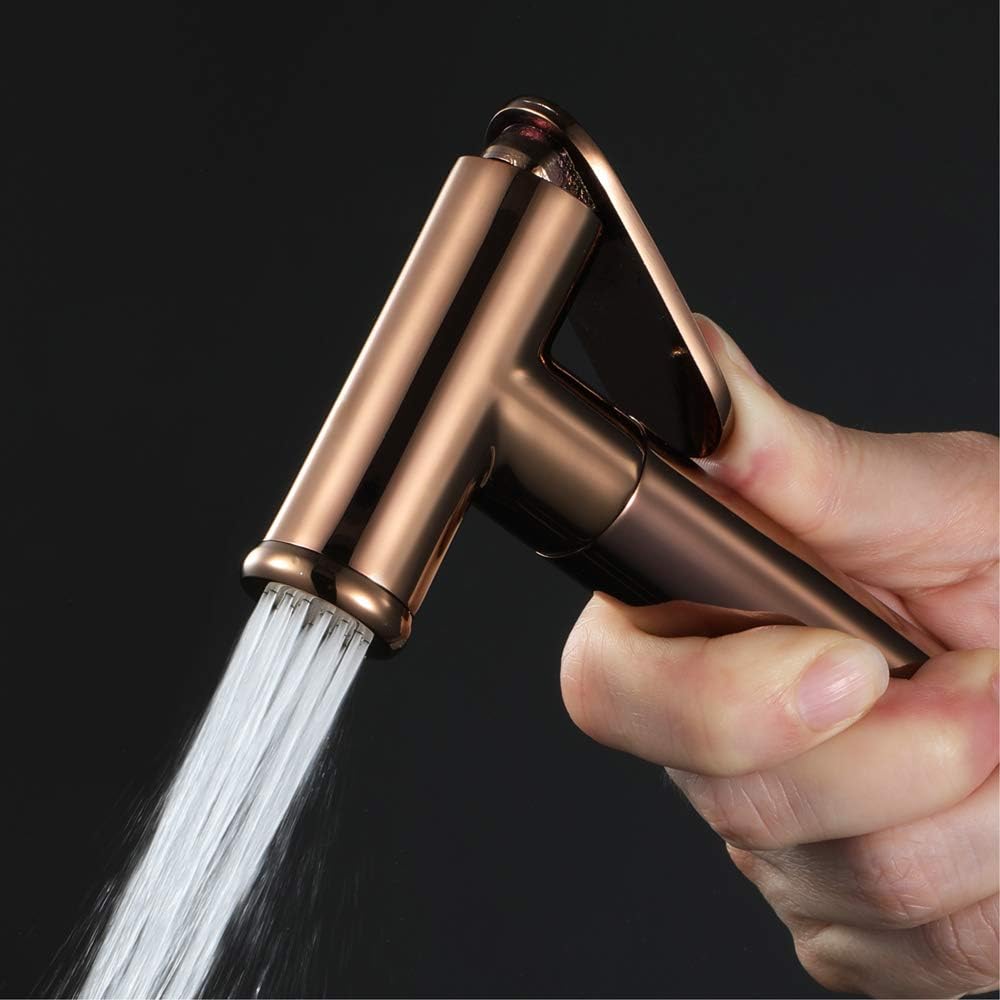 Handheld Bidet Sprayer for Toilet Cloth Diaper Sprayer Brass Rose Gold Portable Cloth Diaper Wash Shower Sprayer Set with Single Cold Wall Mounted Bidet Attachment for Personal Hygiene