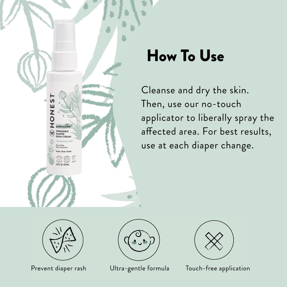 The Honest Company Hypoallergenic Diaper Rash Cream, Moisturizing, Calming Zinc Oxide Ointment, NEA Recognized Cruelty-Free, 2.5 oz