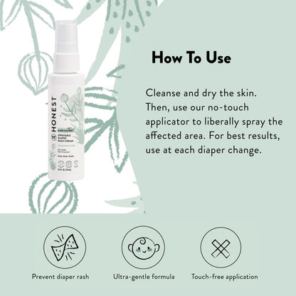 The Honest Company Hypoallergenic Diaper Rash Cream, Moisturizing, Calming Zinc Oxide Ointment, NEA Recognized Cruelty-Free, 2.5 oz