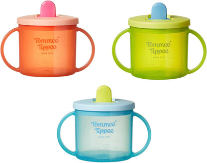 Tommee Tippee Starter Weighted Straw Baby & Toddler 10oz Sippy Cup for 6 Months+, with Silicone Weighted Straw and Easy-Hold Handles, BPA Free, Pink & Purple, Pack of 2