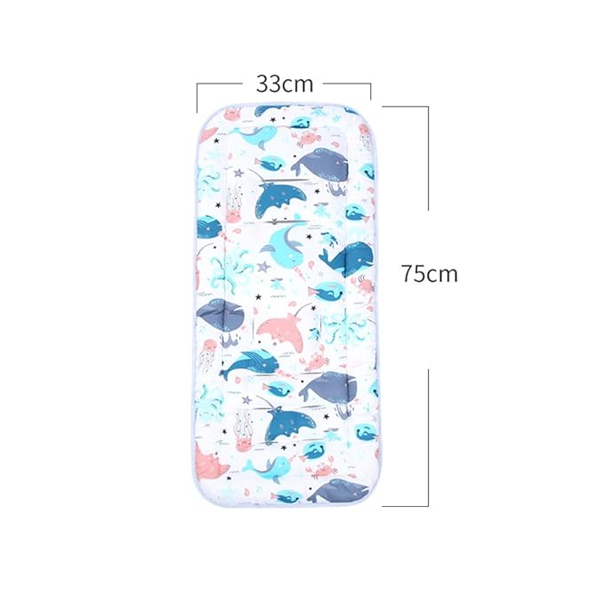 Baby Stroller Seat Liner Kids Pushchair Seat Cushion Mat Universal Breathable Stroller Liner Insert Stroller Cushion Pad Thick Cotton Stroller Liner Seat Pad Cover for (Whale &Octopus)