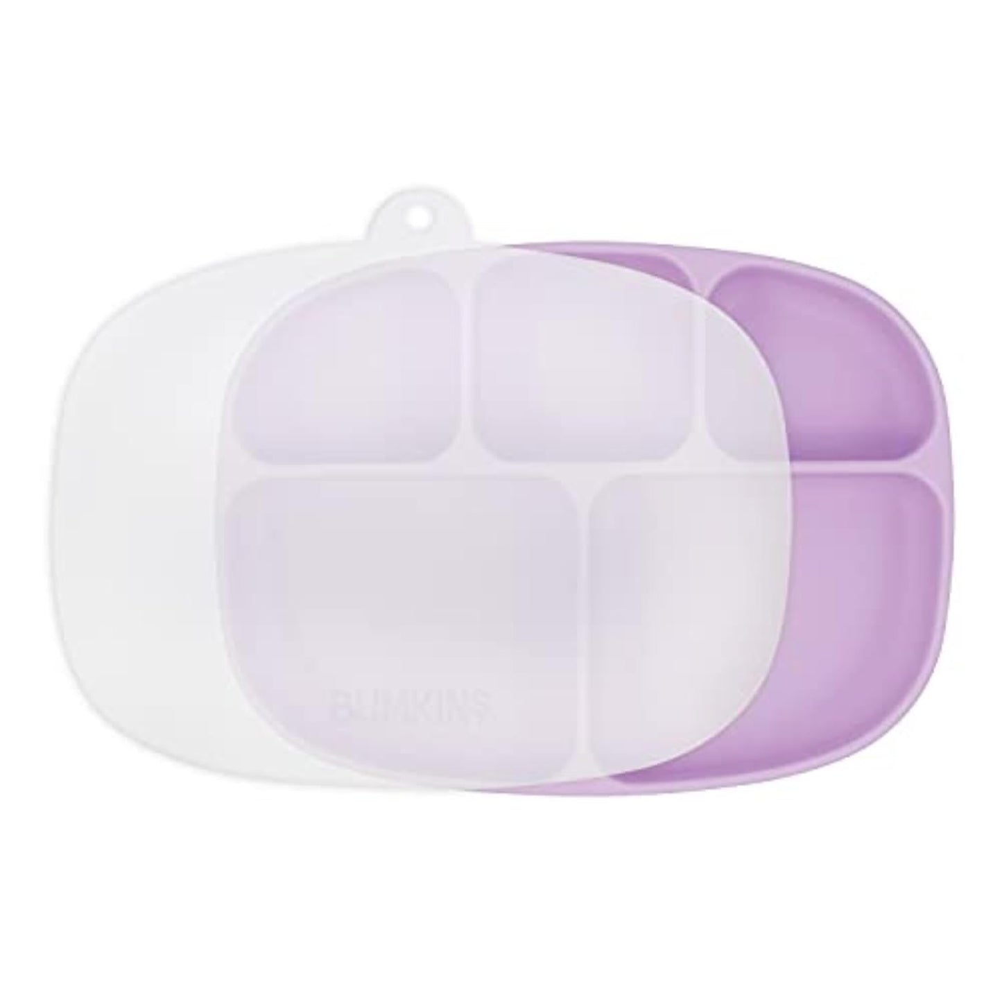 Bumkins Toddler and Baby Suction Plate, Divided Grip Dish for Babies and Kids, Baby Led Weaning, Feeding Supplies, Sticks to Tables and Highchairs, Platinum Silicone, for Chidren 6 Months, Gray